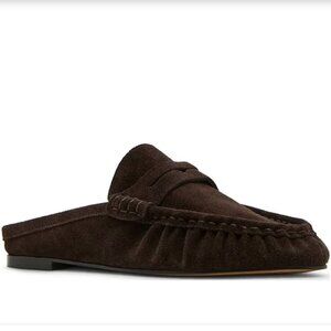 Steve Madden Rafe Chocolate Brown Suede Penny Loafer Mules size 8.5